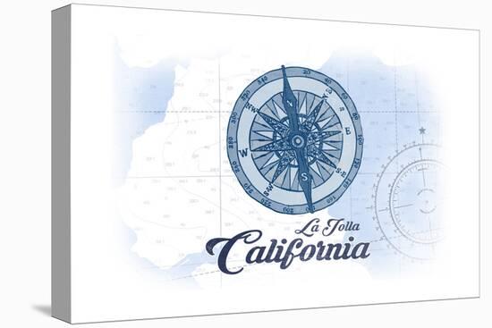 La Jolla, California - Compass - Blue - Coastal Icon-Lantern Press-Stretched Canvas
