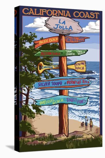 La Jolla, California - Signpost Destinations-Lantern Press-Stretched Canvas
