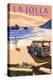 La Jolla, California - Woody on Beach-Lantern Press-Stretched Canvas