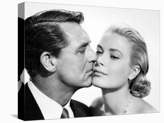 La Main au Collet TO CATCH A THIEF by AlfredHitchcock with Cary Grant and Grace Kelly, 1955 (b/w ph-null-Stretched Canvas