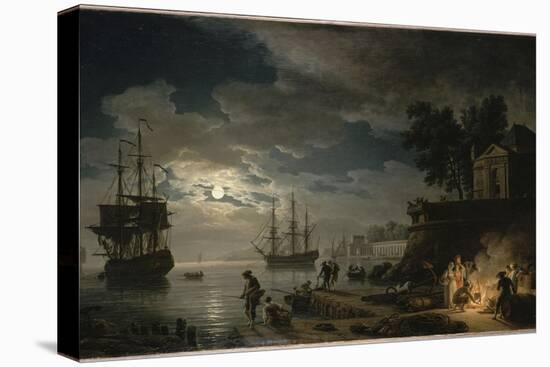 La Nuit : un port de mer au clair de lune-Claude Joseph Vernet-Premier Image Canvas