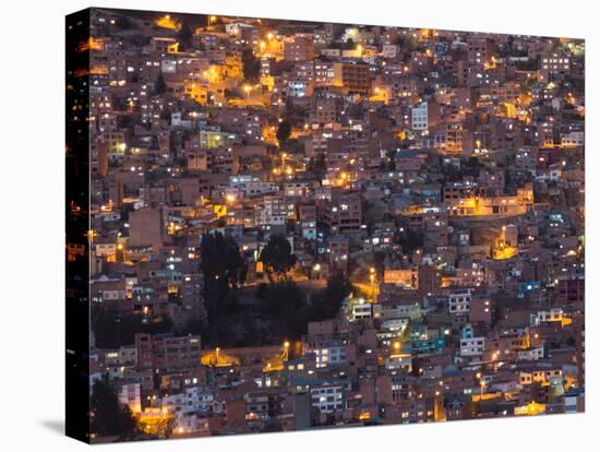 La Paz at Dusk with Patchwork Lit Up Buildings-Alex Saberi-Premier Image Canvas