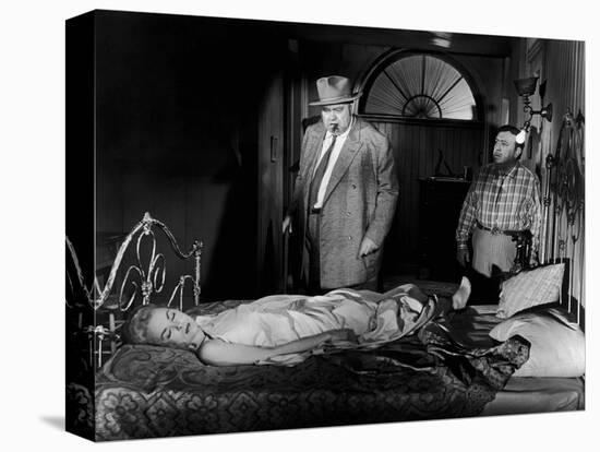 La Soif du Mal TOUCH OF EVIL by OrsonWelles with Orson Welles and Janet Leigh, 1958 (b/w photo)-null-Stretched Canvas