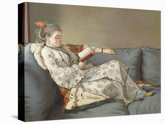 La Sultane Lisant', a Lady in Turkish Costume Reading on a Divan-Jean-Etienne Liotard-Premier Image Canvas