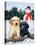 Lab Puppies with Snowman-William Vanderdasson-Premier Image Canvas