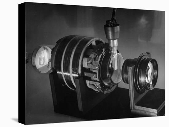 Laboratory Scene of How Television Works Showing Image of Girl Being Focused Through a Lens-Andreas Feininger-Premier Image Canvas