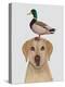 Labrador and Duck-Fab Funky-Stretched Canvas