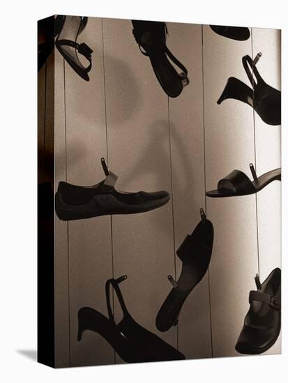 Ladies Shoes Hanging on Wire-Henry Horenstein-Premier Image Canvas