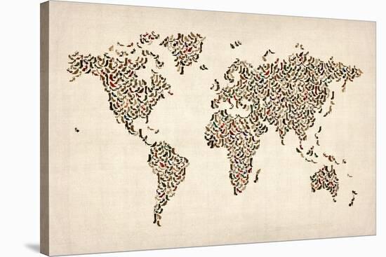 Ladies Shoes Map of the World Map-Michael Tompsett-Stretched Canvas