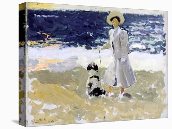 Lady and Dog on the Beach, 1906-Joaquín Sorolla y Bastida-Premier Image Canvas