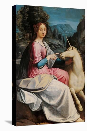 Lady and the Unicorn (probably Giulia Farnese)-Luca Longhi-Stretched Canvas