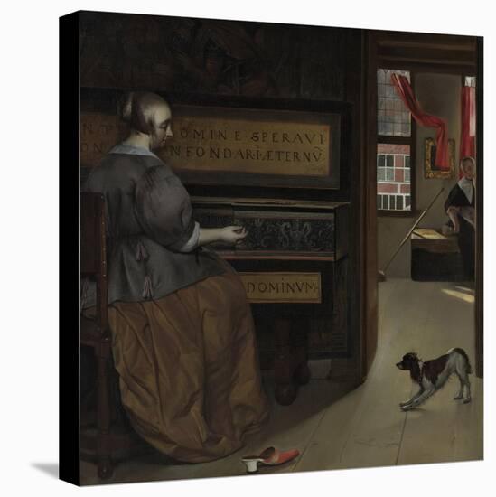 Lady at a Virginal, Ca 1665-Gabriel Metsu-Premier Image Canvas