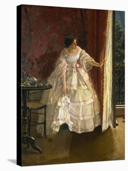 Lady at the Window, Feeding Birds, 1850-Alfred Stevens-Premier Image Canvas