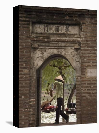 Lady Carrying Baskets, Hoan Kiem Lake, Hanoi, Northern Vietnam, Southeast Asia-Christian Kober-Premier Image Canvas