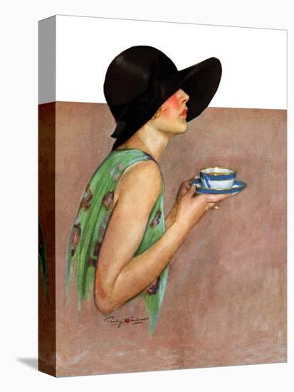"Lady in Wide Brim Hat Holding Tea Cup,"March 24, 1928-Penrhyn Stanlaws-Premier Image Canvas