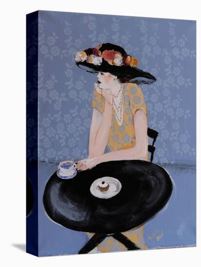 Lady Seated at Table in Black Hat with Flowers, 2015-Susan Adams-Premier Image Canvas