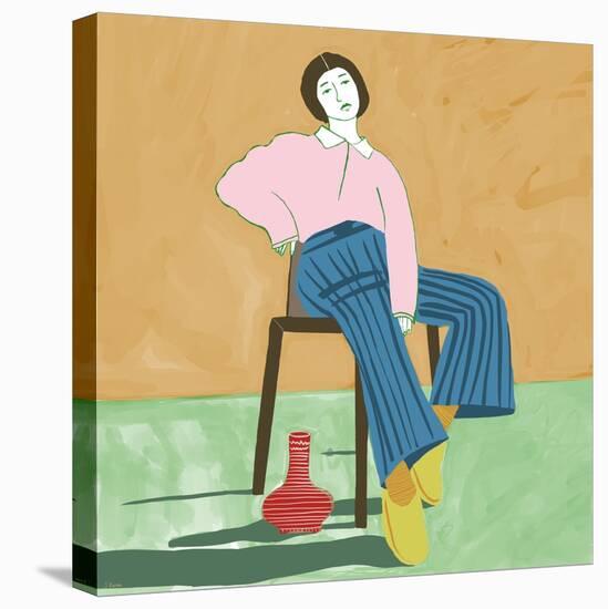 Lady Sitting with Her Vase-Sharyn Bursic-Premier Image Canvas