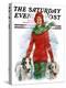 "Lady Walking Dogs in Snow," Saturday Evening Post Cover, December 11, 1926-William Haskell Coffin-Premier Image Canvas