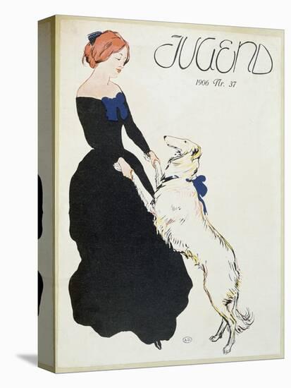 Lady with a Greyhound, Illustration from 'Jugend', 1906-German School-Premier Image Canvas
