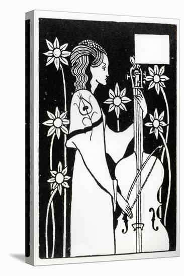 Lady with Cello, from 'Le Morte D'Arthur'-Aubrey Beardsley-Premier Image Canvas