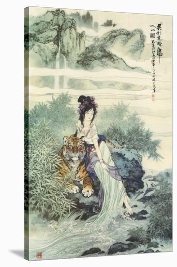 Lady with Tiger-null-Stretched Canvas