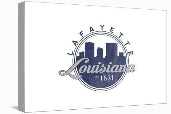 Lafayette, Louisiana - Skyline Seal (Blue)-Lantern Press-Stretched Canvas