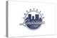 Lafayette, Louisiana - Skyline Seal (Blue)-Lantern Press-Stretched Canvas