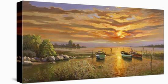 Laguna al Tramonto-Adriano Galasso-Stretched Canvas