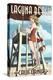 Laguna Beach, California - Lifeguard Pinup-Lantern Press-Stretched Canvas