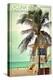 Laguna Beach, California - Lifeguard Shack and Palm-Lantern Press-Stretched Canvas