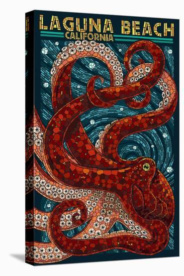 Laguna Beach, California - Octopus Mosaic-Lantern Press-Stretched Canvas