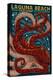 Laguna Beach, California - Octopus Mosaic-Lantern Press-Stretched Canvas