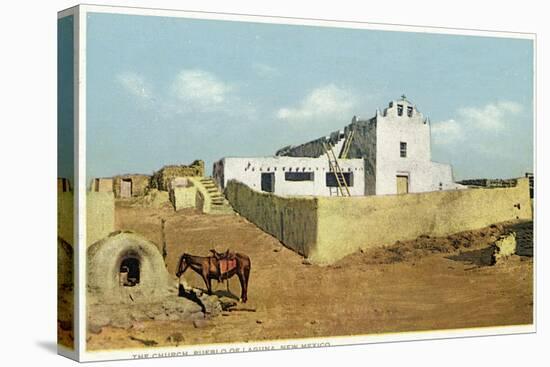 Laguna Pueblo, New Mexico - View of the Church-Lantern Press-Stretched Canvas