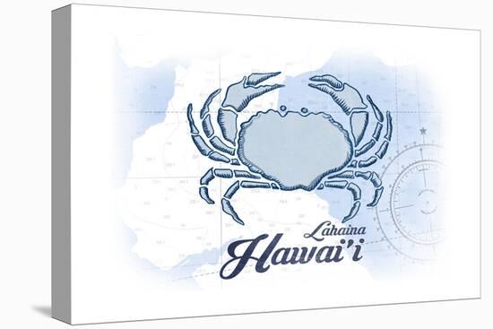 Lahaina, Hawaii - Crab - Blue - Coastal Icon-Lantern Press-Stretched Canvas