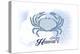 Lahaina, Hawaii - Crab - Blue - Coastal Icon-Lantern Press-Stretched Canvas