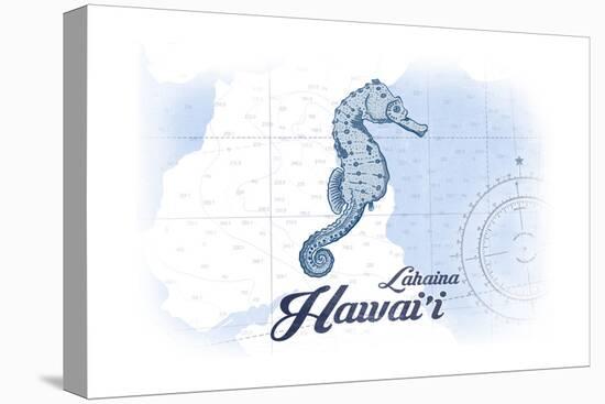 Lahaina, Hawaii - Seahorse - Blue - Coastal Icon-Lantern Press-Stretched Canvas