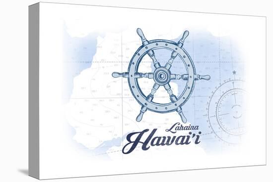 Lahaina, Hawaii - Ship Wheel - Blue - Coastal Icon-Lantern Press-Stretched Canvas