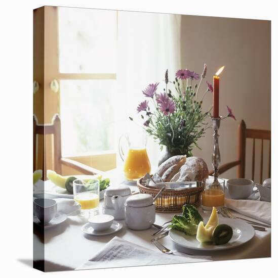 Laid Breakfast Table with Baked Goods, Juice and Fruit-null-Premier Image Canvas