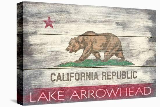 Lake Arrowhead, California - Barnwood State Flag-Lantern Press-Stretched Canvas