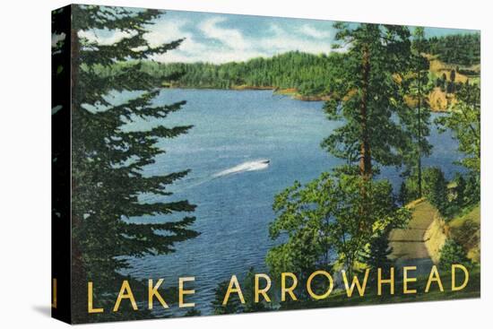 Lake Arrowhead, California - View towards the North Shore-Lantern Press-Stretched Canvas