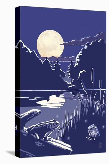 Lake at Night-Lantern Press-Stretched Canvas