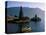 Lake Bratan, Pura Ulun Danu Bratan Temple and Boatman, Bali, Indonesia-Steve Vidler-Premier Image Canvas