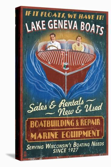 Lake Geneva, Wisconsin - Boat Shop-Lantern Press-Stretched Canvas