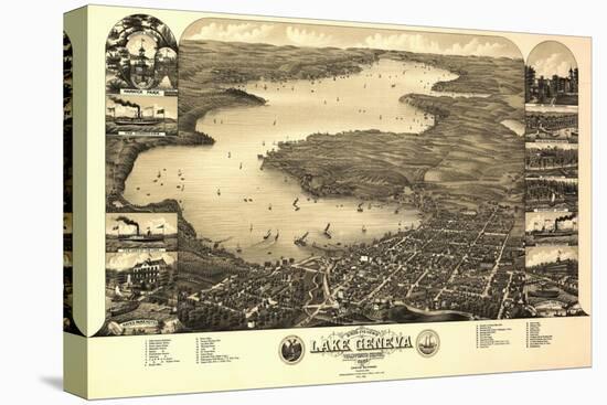 Lake Geneva, Wisconsin - Panoramic Map-Lantern Press-Stretched Canvas