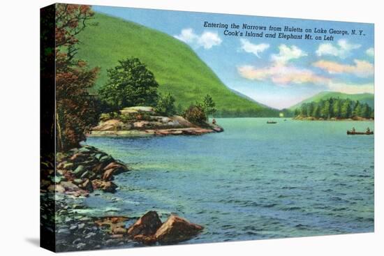 Lake George, New York - Huletts Entrance to Narrows, Cook's Island View-Lantern Press-Stretched Canvas