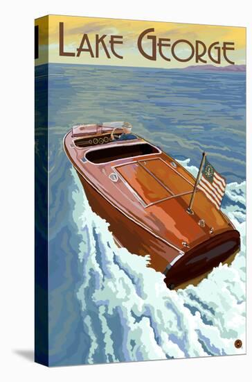 Lake George New York Wooden Boat On Lake Art Print Lantern Press Art Com