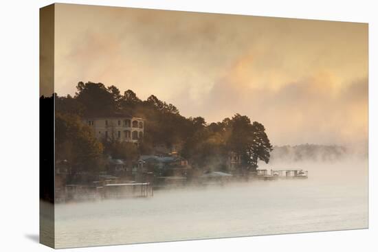 Lake Hamilton, Autumn Fog at Dawn, Hot Springs, Arkansas, USA-Walter Bibikow-Premier Image Canvas