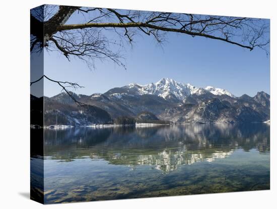 Lake Kochelsee at village Kochel am See during winter, Bavarian Alps. Mt. Herzogstand, Germany-Martin Zwick-Premier Image Canvas