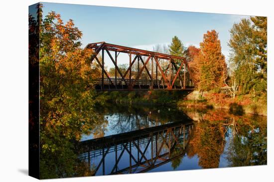 Lake Lamoille with Old Iron Railroad Bridge, Morrisville, Vermont, USA-Bill Bachmann-Premier Image Canvas