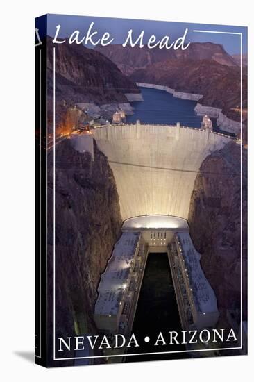 Lake Mead, Nevada - Arizona - Hoover Dam at Night-Lantern Press-Stretched Canvas